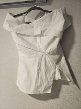 NWT LOFT Off-Shoulder White Asymmetric Top